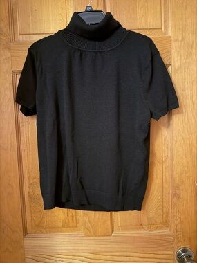 Cato Black Ribbed Short-Sleeve Top